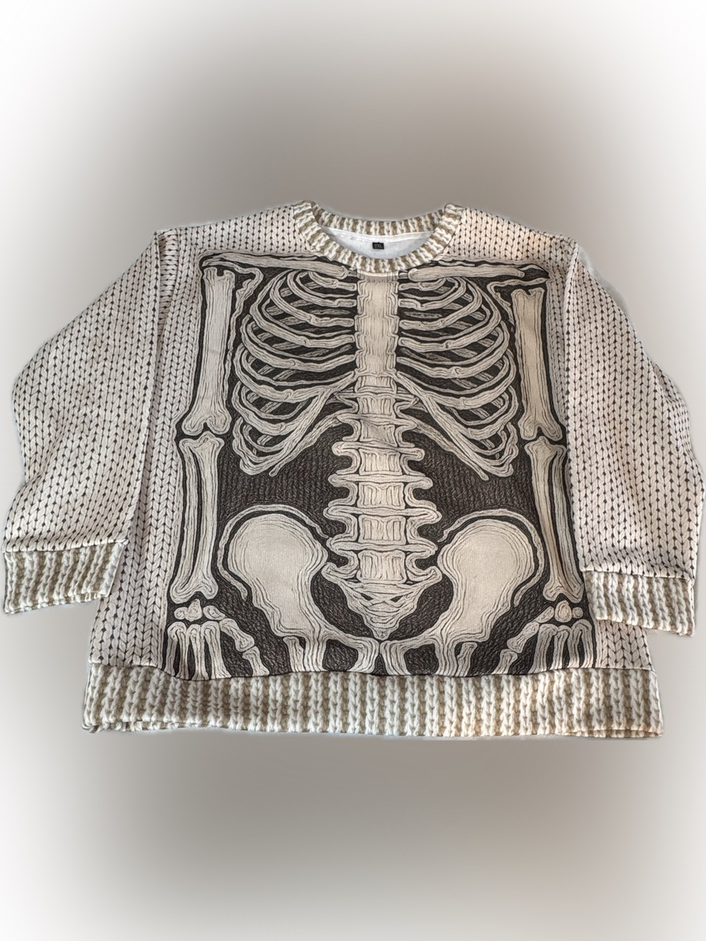 Skeleton Ribcage Knit Sweater in Cream and Black